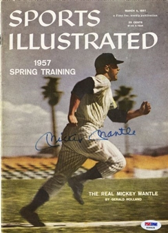 Mickey Mantle Signed Original 1957 Sports Illustrated Magazine (No Mailing Label)